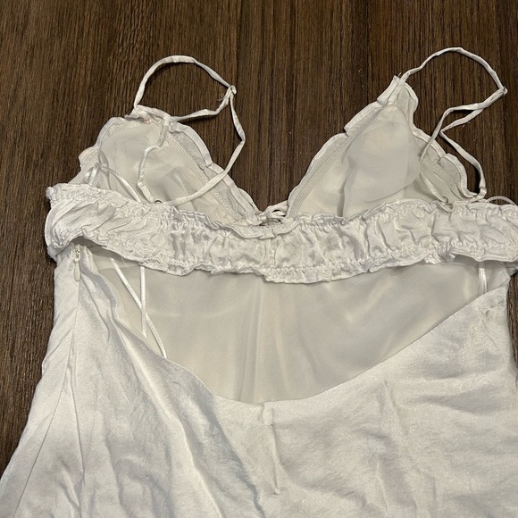 Zara Ruffles Satin Effect Midi White Dress  Size M - Picture 6 of 8